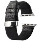 Kakapi for Apple Watch 42mm Buffalo Hide Double Buckle Genuine Leather Watch Band with Connector(Black) - 1