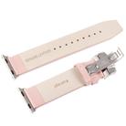 Kakapi for Apple Watch 38mm Subtle Texture Double Buckle Genuine Leather Watch Band with Connector(Pink) - 5