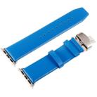Kakapi for Apple Watch 38mm Subtle Texture Double Buckle Genuine Leather Watch Band with Connector(Blue) - 4