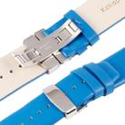 Kakapi for Apple Watch 38mm Subtle Texture Double Buckle Genuine Leather Watch Band with Connector(Blue) - 8
