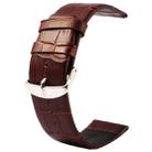 Kakapi for Apple Watch 42mm Crocodile Texture Classic Buckle Genuine Leather Watch Band, Only Used in Conjunction with Connectors (S-AW-3293)(Coffee) - 1