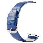 Kakapi for Apple Watch 38mm Crocodile Texture Classic Buckle Genuine Leather Watchband with Connector(Blue) - 1
