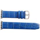 Kakapi for Apple Watch 38mm Crocodile Texture Classic Buckle Genuine Leather Watchband with Connector(Blue) - 4
