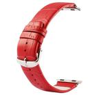 Kakapi for Apple Watch 38mm Crocodile Texture Classic Buckle Genuine Leather Watchband with Connector(Red) - 1