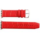 Kakapi for Apple Watch 38mm Crocodile Texture Classic Buckle Genuine Leather Watchband with Connector(Red) - 4