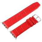 Kakapi for Apple Watch 38mm Crocodile Texture Classic Buckle Genuine Leather Watchband with Connector(Red) - 6