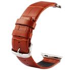 Kakapi for Apple Watch 38mm Crocodile Texture Classic Buckle Genuine Leather Watch Band with Connector(Brown) - 1