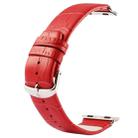 Kakapi for Apple Watch 42mm Crocodile Texture Classic Buckle Genuine Leather Watchband with Connector(Red) - 1