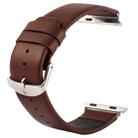 Kakapi for Apple Watch 38mm Subtle Texture Classic Buckle Genuine Leather Watch Band with Connector(Coffee) - 1