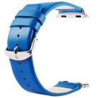 Kakapi for Apple Watch 38mm Subtle Texture Classic Buckle Genuine Leather Watch Band with Connector(Blue) - 1