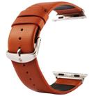 Kakapi for Apple Watch 38mm Subtle Texture Classic Buckle Genuine Leather Watch Band with Connector(Brown) - 1