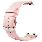 Kakapi for Apple Watch 42mm Subtle Texture Classic Buckle Genuine Leather Watch Band with Connector(Pink) - 1