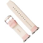 Kakapi for Apple Watch 42mm Subtle Texture Classic Buckle Genuine Leather Watch Band with Connector(Pink) - 5