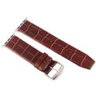 Kakapi for Apple Watch 38mm Crocodile Texture Brushed Buckle Genuine Leather Watch Band with Connector(Coffee) - 4