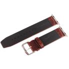 Kakapi for Apple Watch 38mm Crocodile Texture Brushed Buckle Genuine Leather Watch Band with Connector(Coffee) - 5