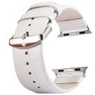 Kakapi for Apple Watch 38mm Crocodile Texture Brushed Buckle Genuine Leather Watch Band with Connector(White) - 1
