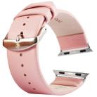 Kakapi for Apple Watch 42mm Subtle Texture Brushed Buckle Genuine Leather Watch Band with Connector(Pink) - 1
