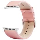 Kakapi for Apple Watch 42mm Subtle Texture Brushed Buckle Genuine Leather Watch Band with Connector(Pink) - 3
