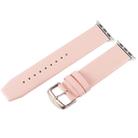 Kakapi for Apple Watch 42mm Subtle Texture Brushed Buckle Genuine Leather Watch Band with Connector(Pink) - 4