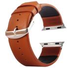 Kakapi for Apple Watch 42mm Subtle Texture Brushed Buckle Genuine Leather Watch Band with Connector(Brown) - 1