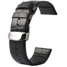 Kakapi for Apple Watch 38mm Crocodile Texture Double Buckle Genuine Leather Watch Band, Only Used in Conjunction with Connectors (S-AW-3291)(Black) - 1