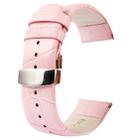 Kakapi for Apple Watch 38mm Crocodile Texture Double Buckle Genuine Leather Watch Band, Only Used in Conjunction with Connectors (S-AW-3291)(Pink) - 1