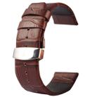Kakapi for Apple Watch 42mm Crocodile Texture Double Buckle Genuine Leather Watch Band, Only Used in Conjunction with Connectors (S-AW-3293)(Coffee) - 1