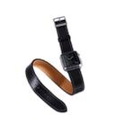 For Apple Watch 42mm Double Circle Style Metal Buckle Cowhide Leather Watch Band with Connector(Black) - 3