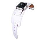 Kakapi for Apple Watch 38mm Bracelet Style Metal Buckle Cowhide Leather Watch Band with Connector(White) - 4