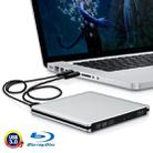 USB 3.0 Aluminum Alloy Portable DVD / CD Rewritable Blu-ray Drive for 12.7mm SATA ODD / HDD, Plug and Play(Silver) - 1