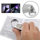 Full Metal Coating 40 x 25mm Magnifying Glass Magnifier with 2-LED Light for Jewelry Identifying & Money Detector Light(Silver) - 1