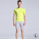 Round Collar Man's Tights Sport Short Sleeve T-shirt, Fluorescent Green (Size: L) - 1