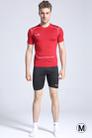 Round Collar Man's Tights Sport Short Sleeve T-shirt, Red (Size: M) - 1