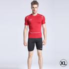 Round Collar Man's Tights Sport Short Sleeve T-shirt, Red (Size: XL) - 1