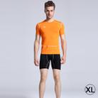 Round Collar Man's Tights Sport Short Sleeve T-shirt, Orange (Size: XL) - 1