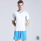Football / Soccer Team Short Sports (T-shirt + Short) Suit, White + Sky Blue (Size: S) - 1
