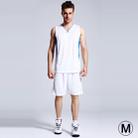 Basketball Sleeveless Sportswear Suit, White (Size: M) - 1