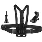 ST-139 Elastic Adjustable Chest Strap Belt (Type B) with J-shaped Bracket & Pouch for GoPro HERO11 Black/HERO10 Black / HERO9 Black / HERO8 Black / HERO7 /6 /5 /5 Session /4 Session /4 /3+ /3 /2 /1, Insta360 ONE R, DJI Osmo Action and Other Action Camera(Black) - 1