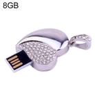 Silver Heart Shaped Diamond Jewelry USB Flash Disk, Special for Valentines Day Gifts (8GB) - 1