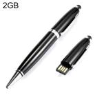 2 in 1 Pen Style USB Flash Disk, Black (2GB) - 1