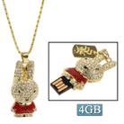 Rabbit Shaped Diamond Jewelry USB Flash Disk (4GB), Red - 1