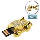 Golden Jalopy Shaped Diamond Jewelry Keychain Style USB Flash Disk (16GB) - 1