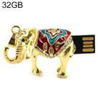 Golden Elephants Shaped Diamond Jewelry Necklace Style USB Flash Disk (32GB) - 1