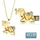 Golden Camels Shaped Diamond Jewelry Necklace Style USB Flash Disk (4GB) - 1