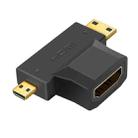 3 in 1 HDMI Female to Mini HDMI Male + Micro HDMI Male Adapter(Black) - 1