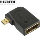 Gold Plated Micro HDMI Male to HDMI 19 Pin Female Adaptor with 90 Degree Angle(Black) - 1