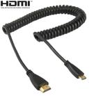 1.4 Version, Gold Plated Mini HDMI Male to HDMI Male Coiled Cable, Support 3D / Ethernet, Length: 60cm (can be extended up to 2m) - 1