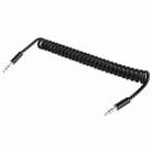 Spring Coiled 3.5mm Aux Cable, Compatible with Phones, Tablets, Headphones, MP3 Player, Car/Home Stereo & More, Length: 20cm up to 80cm(Black) - 1