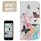 Musical Butterfly Pattern Leather Case with Credit Card Slots for iPhone 5C - 1