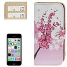 Cherry Blossom Pattern Leather Case with Credit Card Slots for iPhone 5C - 1